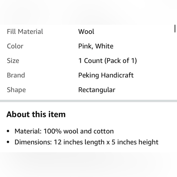 PEKING HANDICRAFT NWT love blown filled hook pillow 12x5” - Picture 3 of 3